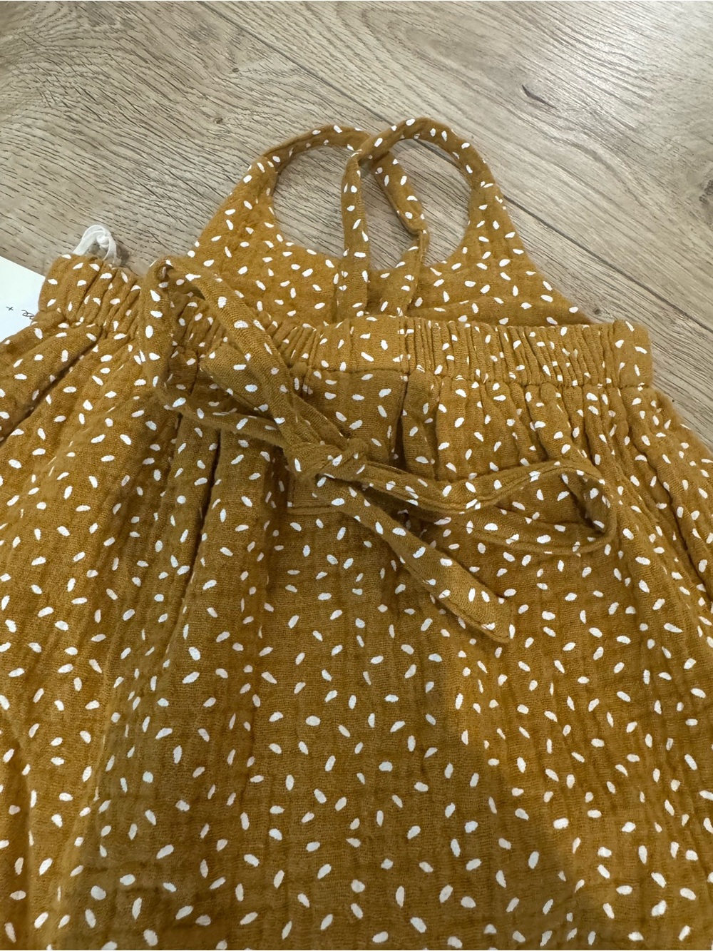 Rylee + Cru Mustard Halter jumpsuit with White Print NWT 0-3 month - Picture 3 of 5